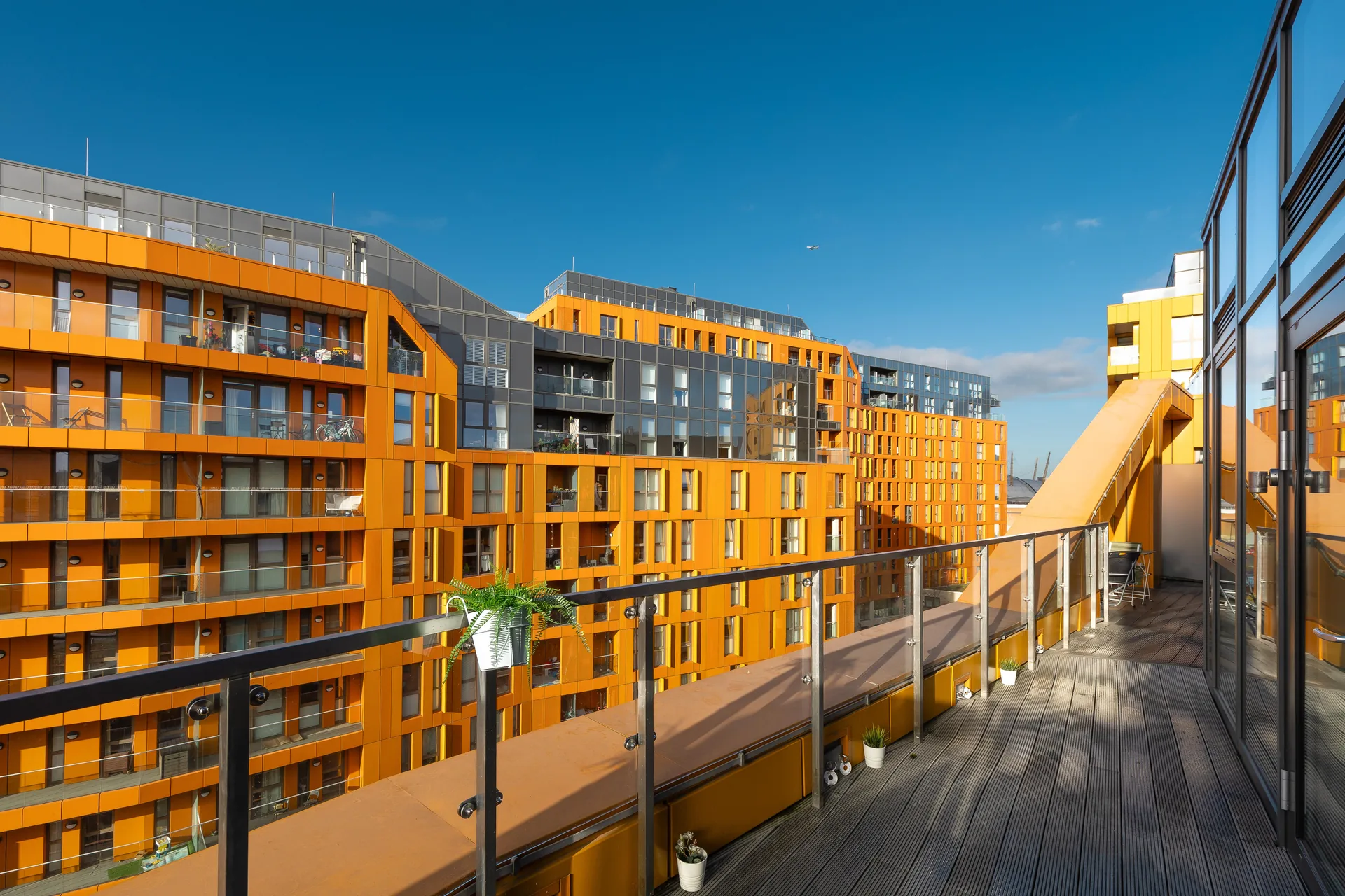 Golden Hour Residential Building Street View